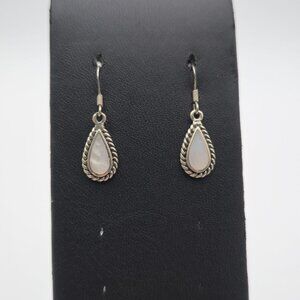 Sterling Silver Tear Shaped Small White Shell Earrings A3909
